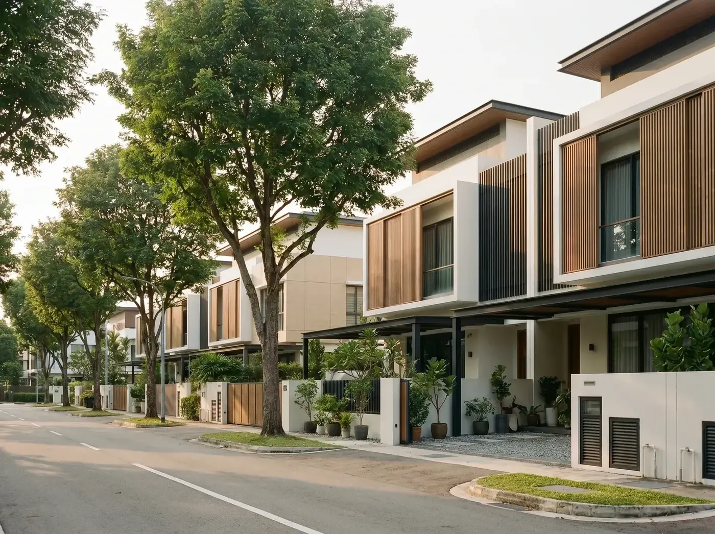 A terrace home on a quiet north-east street, soft morning light.